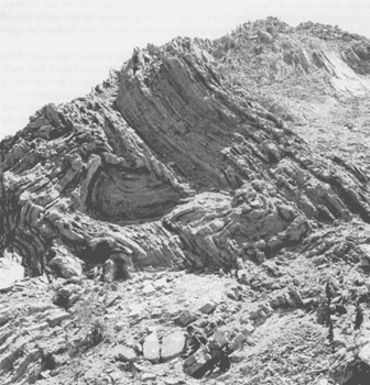 Photograph of layered rocks near
Copiapo, Chile